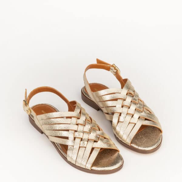 CARRE SANDALES CONFORTABLE PLATINE CHÉVRE CRACK VALENTINE