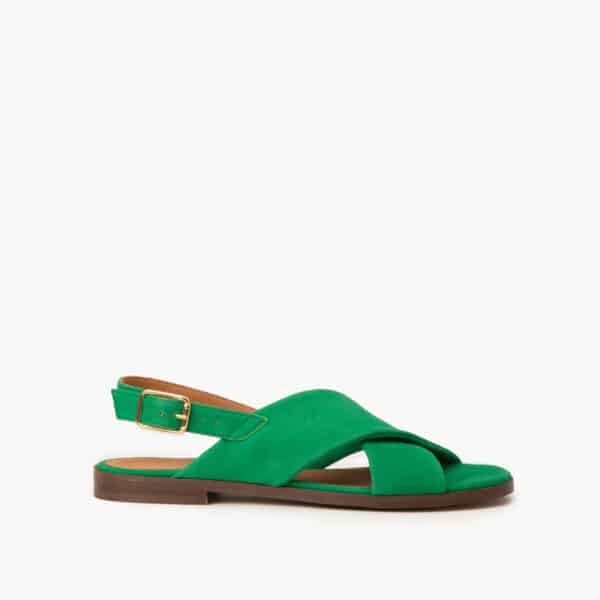 CARRE SANDALES CONFORTABLE VERT CUIR VELOURS AXELLE