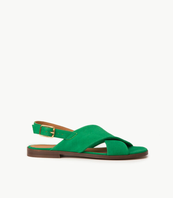CARRE SANDALES CONFORTABLE VERT CUIR VELOURS AXELLE