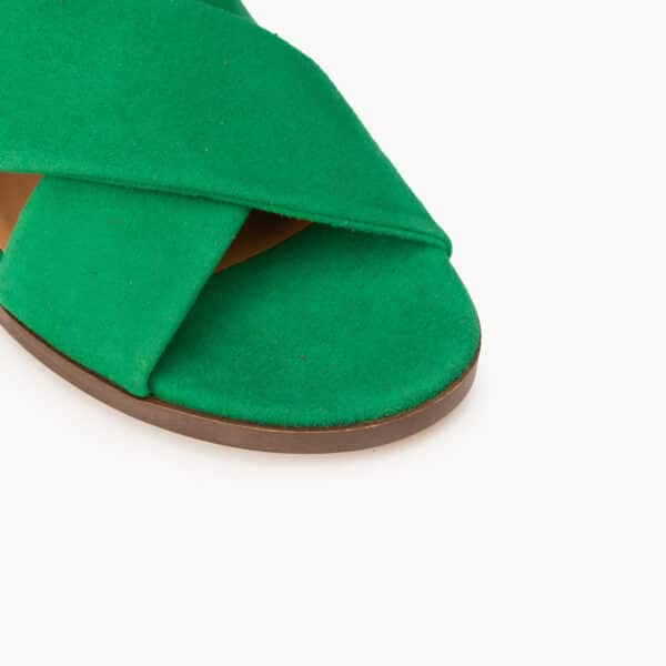 CARRE SANDALES CONFORTABLE VERT CUIR VELOURS AXELLE