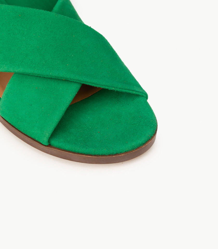CARRE SANDALES CONFORTABLE VERT CUIR VELOURS AXELLE