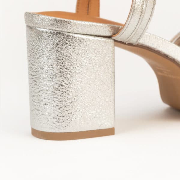 CARRE SANDALES TALON CONFORTABLE ARGENT PAILLETÉ CUIR MARION