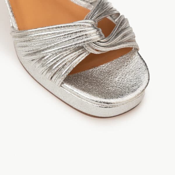 CARRE SANDALES TALON CONFORTABLE ARGENT PAILLETÉ CUIR MARION