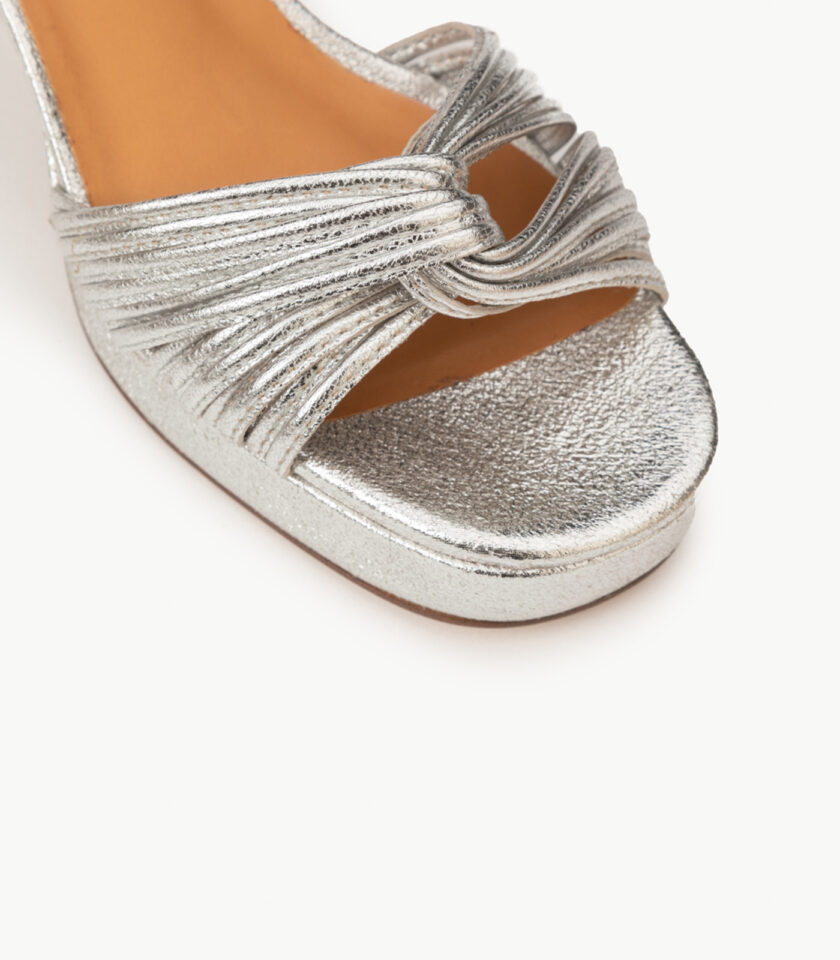 CARRE SANDALES TALON CONFORTABLE ARGENT PAILLETÉ CUIR MARION