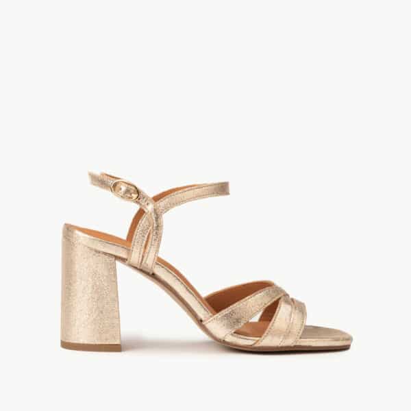 CARRE SANDALES TALON CONFORTABLE DORÉ PAILLETÉ CUIR GAÏA