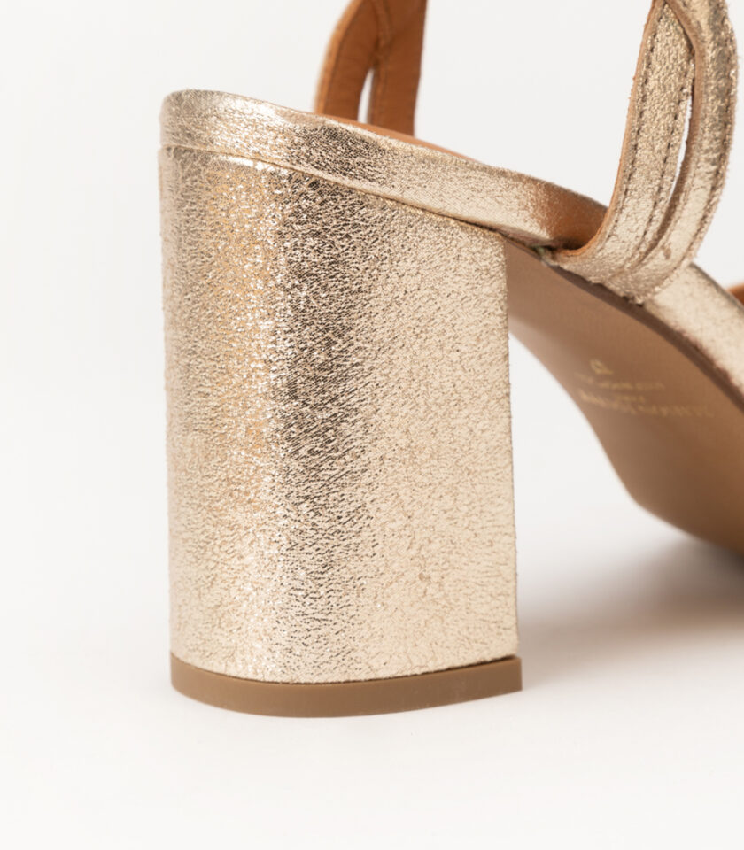CARRE SANDALS COMFORTABLE HEEL GOLD GLITTER LEATHER GAÏA
