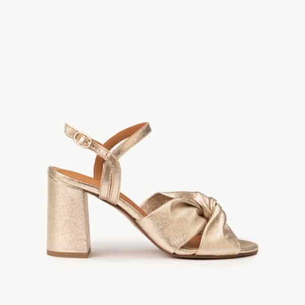 CARRE SANDALES TALON CONFORTABLE DORÉ PAILLETÉ CUIR NASTASIA