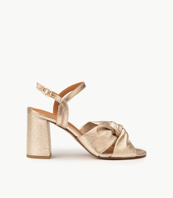 CARRE SANDALES TALON CONFORTABLE DORÉ PAILLETÉ CUIR NASTASIA