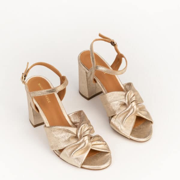 CARRE SANDALES TALON CONFORTABLE DORÉ PAILLETÉ CUIR NASTASIA