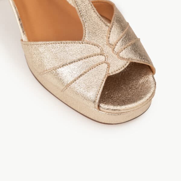 CARRE SANDALES TALON CONFORTABLE DORÉ PAILLETÉ CUIR PHILIPPINE