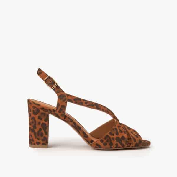 CARRE SANDALES TALON CONFORTABLE LÉOPARD CUIR VELOURS LILLY