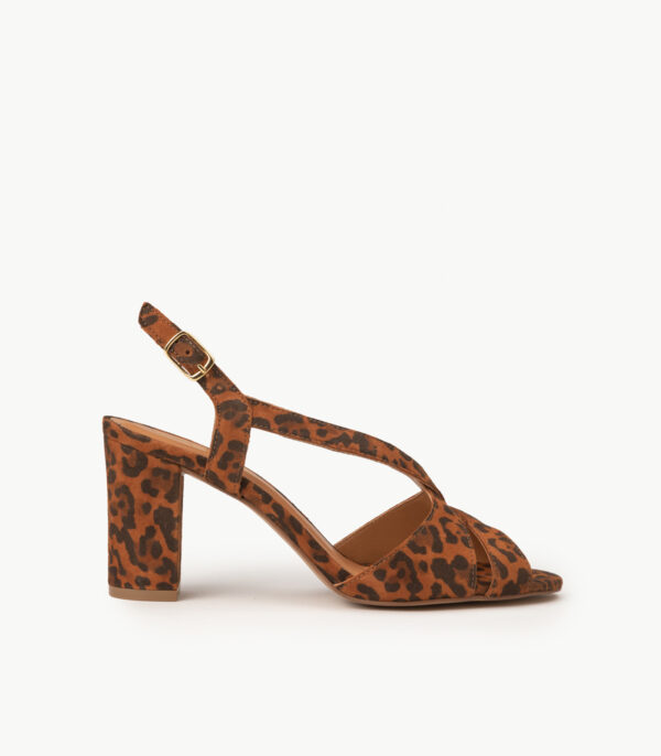 CARRE SANDALES TALON CONFORTABLE LÉOPARD CUIR VELOURS LILLY