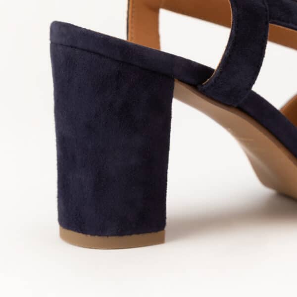 CARRE SANDALES TALON CONFORTABLE MARINE CUIR VELOURS LILLY