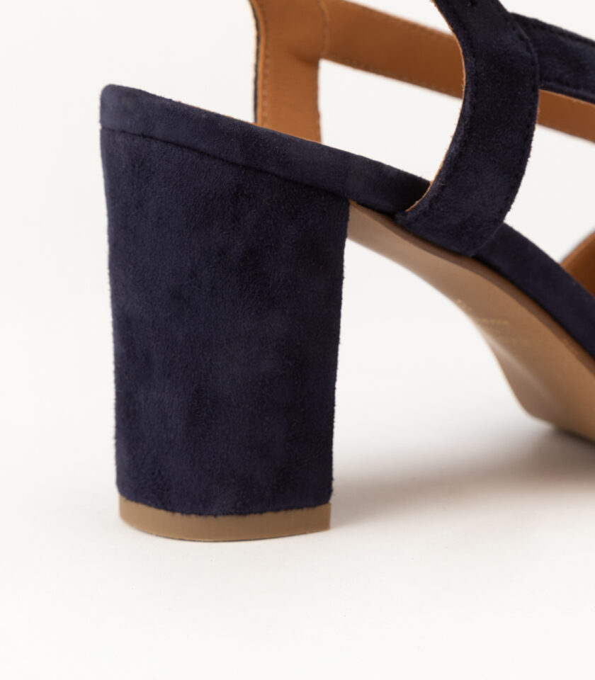 CARRE SANDALES TALON CONFORTABLE MARINE CUIR VELOURS LILLY
