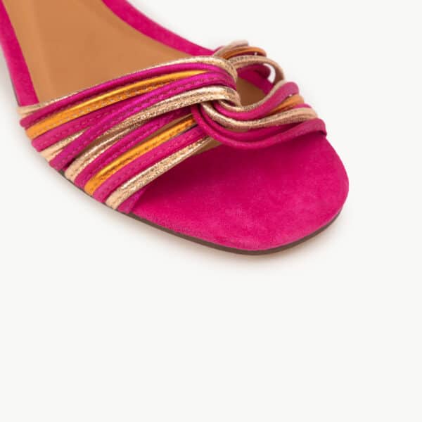 CARRE SANDALES TALON CONFORTABLE ROSE MULTICO CUIR VELOURS MOLLY