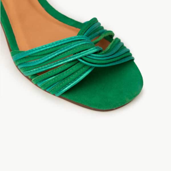 CARRE SANDALES TALON CONFORTABLE VERT MULTICO CUIR VELOURS MOLLY