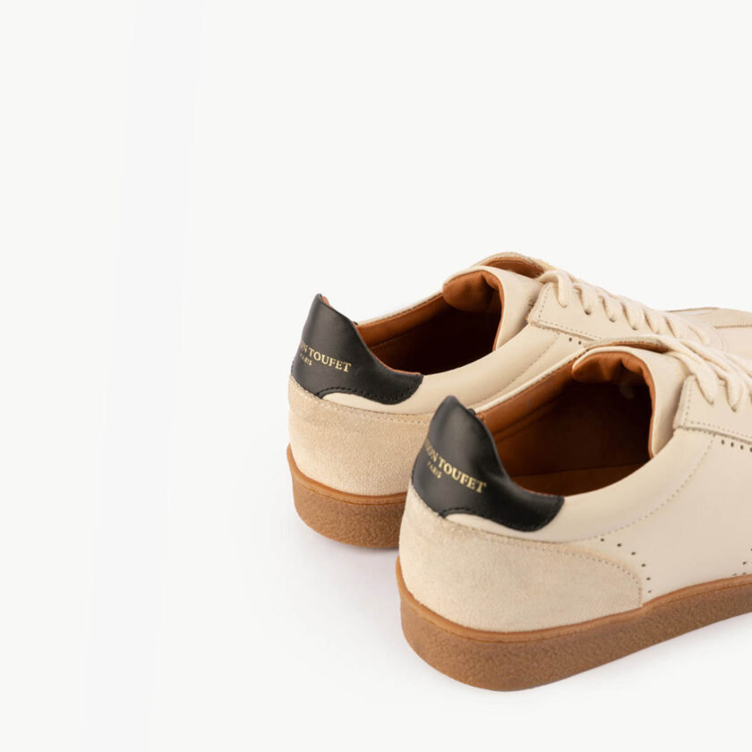 CARRE MAISON TOUFET BASKETS CONFORTABLE CRÈME NOIR CUIR VELOURS CUIR LISSE SOLVEIG