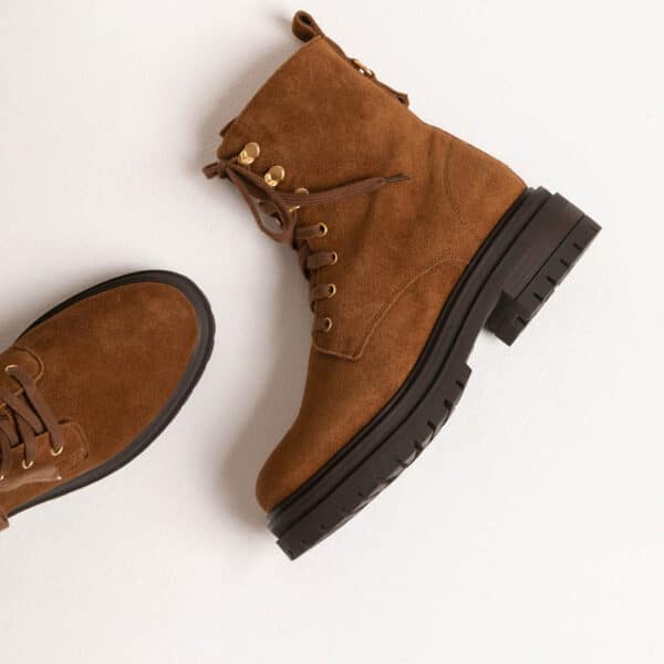 CARRE MAISON TOUFET BOTTINES CONFORTABLE COGNAC CUIR VELOURS NORA