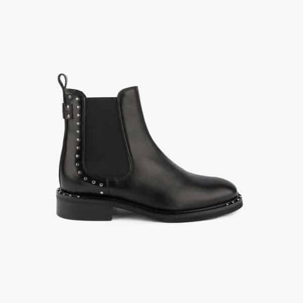 CARRE MAISON TOUFET BOTTINES CONFORTABLE NOIR CUIR GLACÉ CLOUS MAXINE