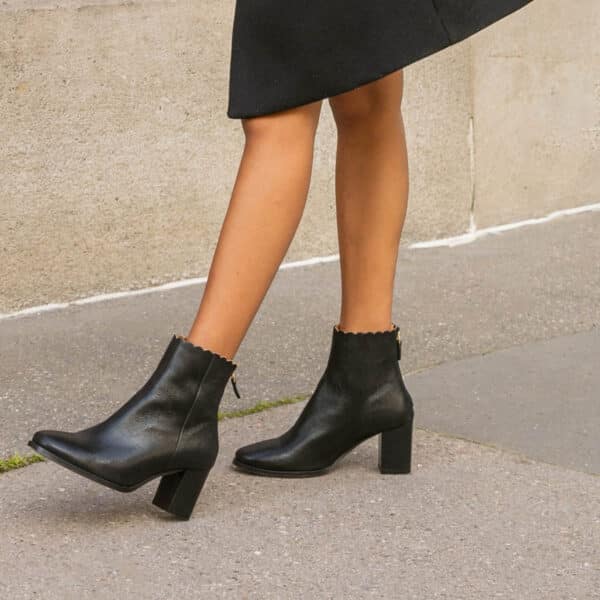 CARRE MAISON TOUFET BOTTINES CONFORTABLE NOIR CUIR MÉTALLISÉ GISELLA