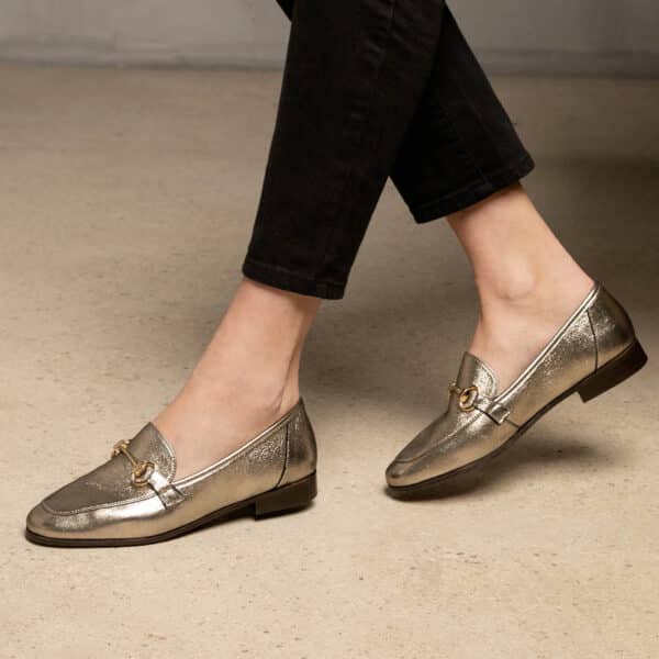 CARRE MAISON TOUFET MOCASSINS CONFORTABLE DORÉ CUIR MÉTALLISÉ CLÉMENCE
