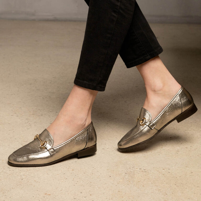 CARRE MAISON TOUFET MOCASSINS CONFORTABLE DORÉ CUIR MÉTALLISÉ CLÉMENCE