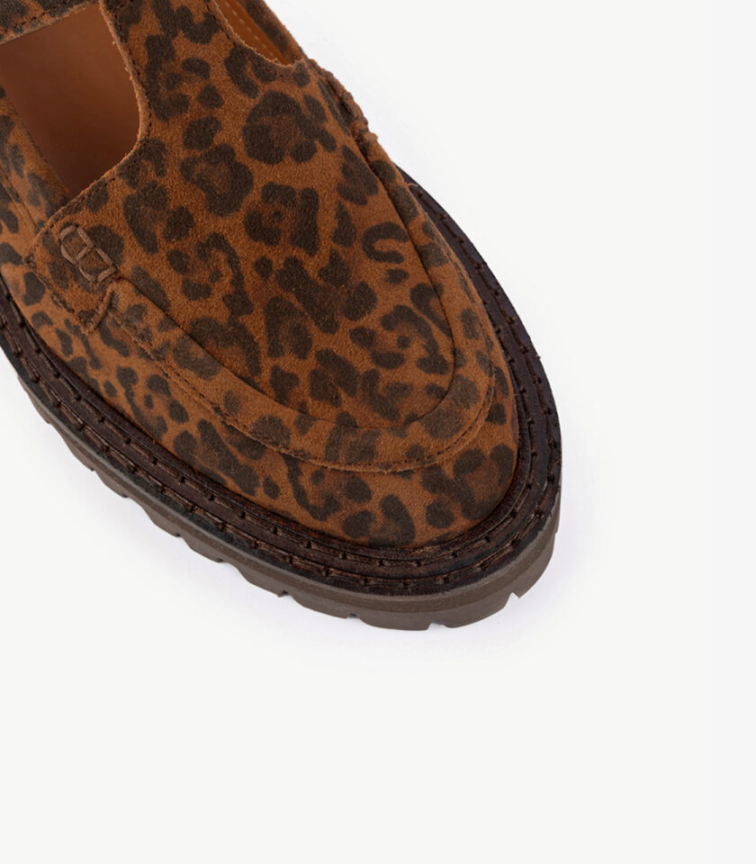 CARRE MAISON TOUFET MOCASSINS CONFORTABLE LÉOPARD CUIR VELOURS ANITA
