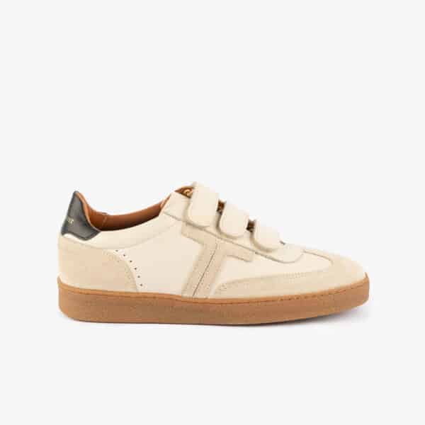 MAISON TOUFET BASKETS CONFORTABLE CRÈME NOIR CUIR VELOURS CUIR LISSE SUSANNA