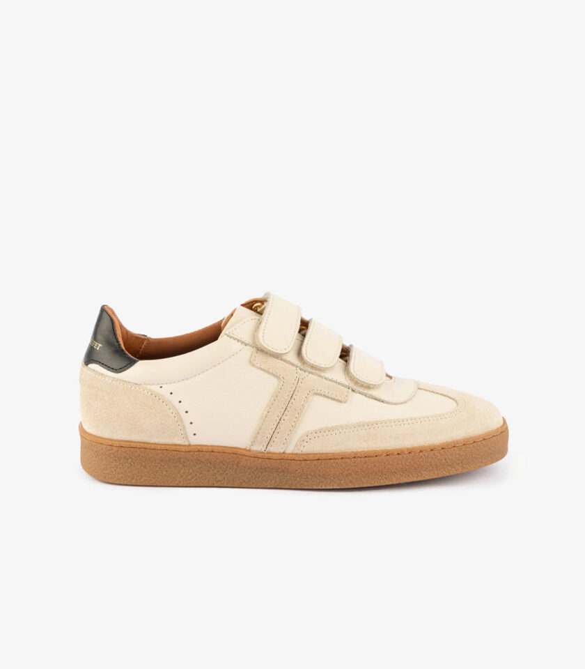 MAISON TOUFET COMFORTABLE SNEAKERS CREAM BLACK SUEDE LEATHER SMOOTH LEATHER SUSANNA