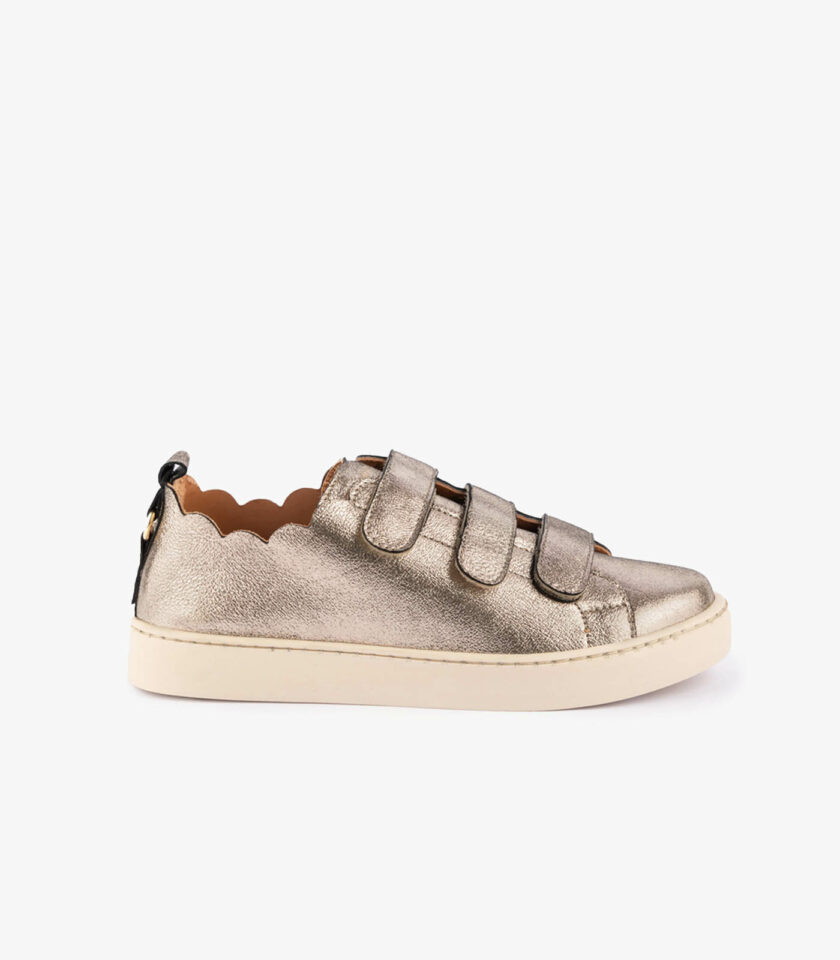 MAISON TOUFET BASKETS CONFORTABLE DORÉ CUIR MÉTALLISÉ JULIANNE