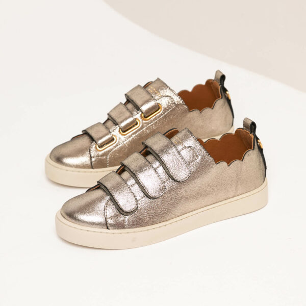 MAISON TOUFET BASKETS CONFORTABLE DORÉ CUIR MÉTALLISÉ JULIANNE