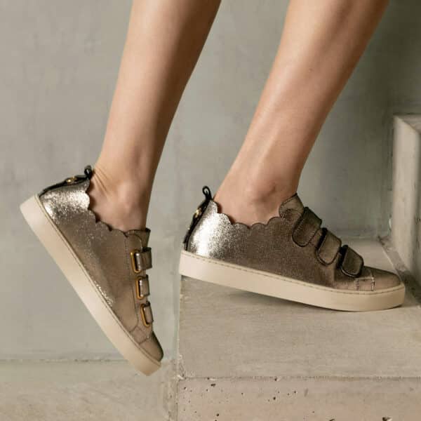 MAISON TOUFET BASKETS CONFORTABLE DORÉ CUIR MÉTALLISÉ JULIANNE