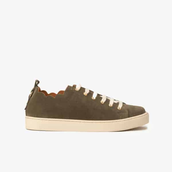 MAISON TOUFET BASKETS CONFORTABLE KAKI CUIR VELOURS JULIE copie