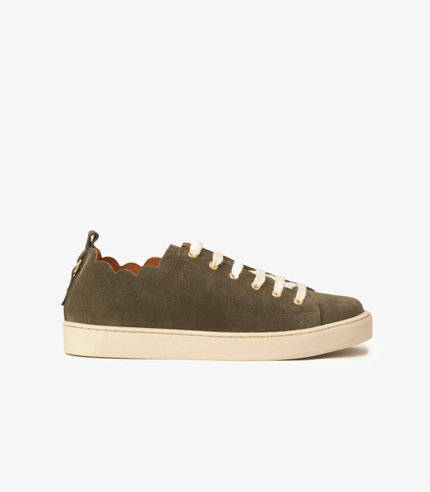 MAISON TOUFET BASKETS CONFORTABLE KAKI CUIR VELOURS JULIE copie
