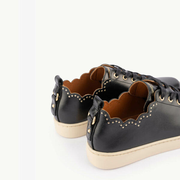 MAISON TOUFET BASKETS CONFORTABLE NOIR CUIR LISSE CLOUS JULIE