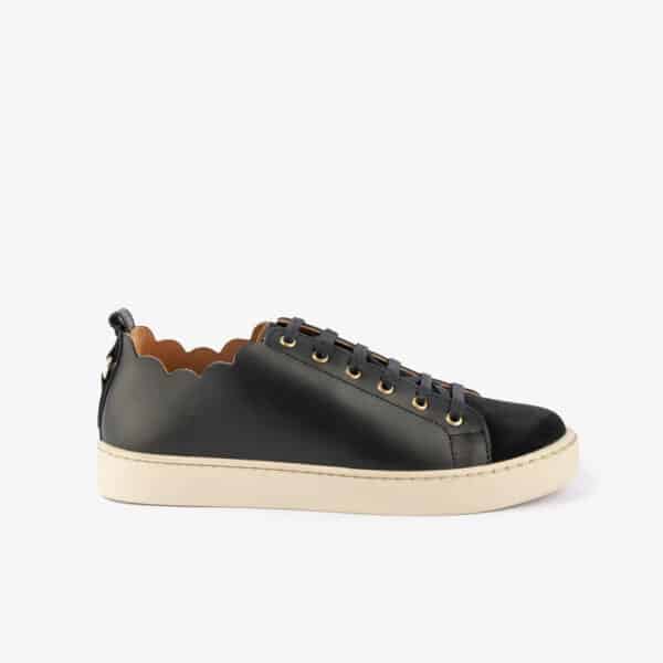 MAISON TOUFET BASKETS CONFORTABLE NOIR CUIR LISSE CUIR VELOURS JULIE copie