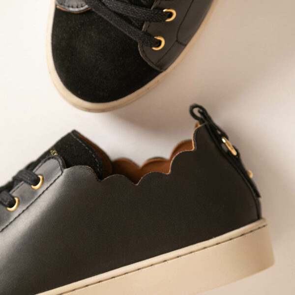 MAISON TOUFET BASKETS CONFORTABLE NOIR CUIR LISSE CUIR VELOURS JULIE