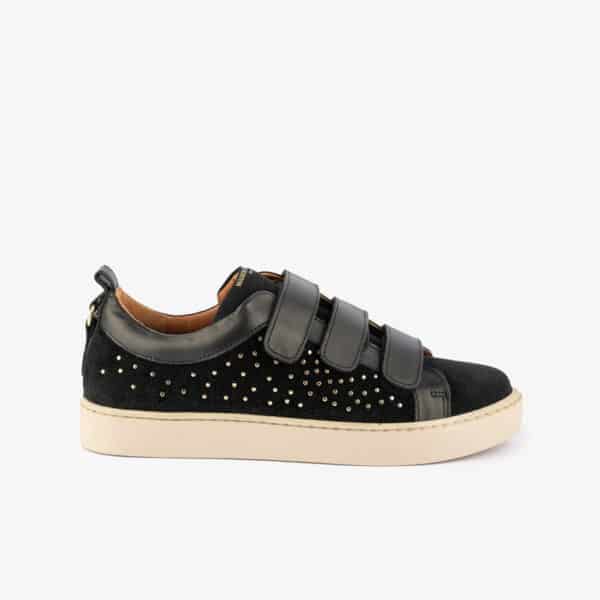 MAISON TOUFET BASKETS CONFORTABLE NOIR CUIR VELOURS CLOUS ANAÏDA
