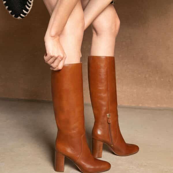 MAISON TOUFET BOTTES CONFORTABLE COGNAC CUIR LISSE NELLY