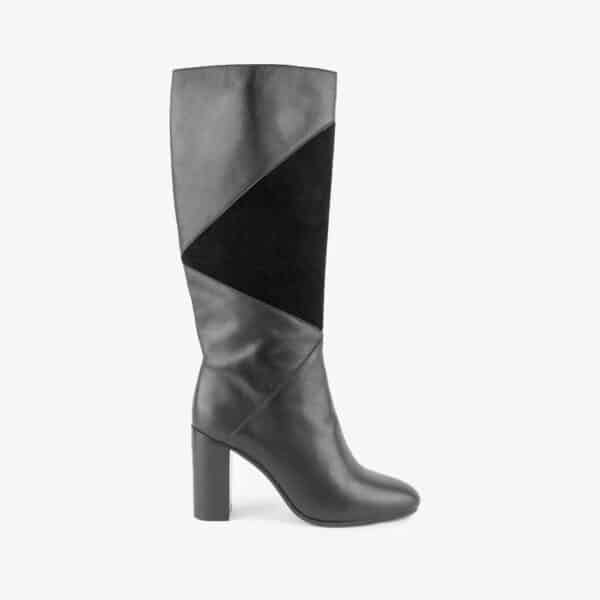 MAISON TOUFET BOTTES CONFORTABLE NOIR CUIR LISSE NOIR VELOURS PAULA