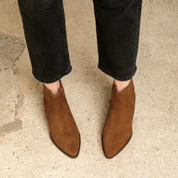 MAISON TOUFET BOTTINES CONFORTABLE CAMEL CUIR VELOURS LINNE