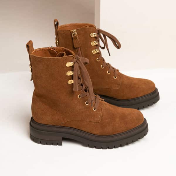 MAISON TOUFET BOTTINES CONFORTABLE COGNAC CUIR VELOURS NORA
