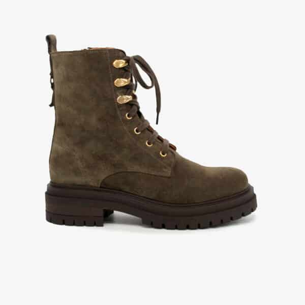 MAISON TOUFET BOTTINES CONFORTABLE KAKI CUIR VELOURS NORA