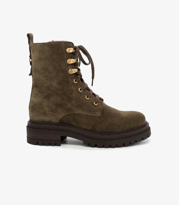 MAISON TOUFET BOTTINES CONFORTABLE KAKI CUIR VELOURS NORA