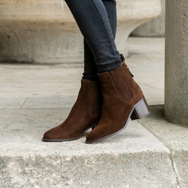 MAISON TOUFET BOTTINES CONFORTABLE MARRON CUIR VELOURS CÉCILIA