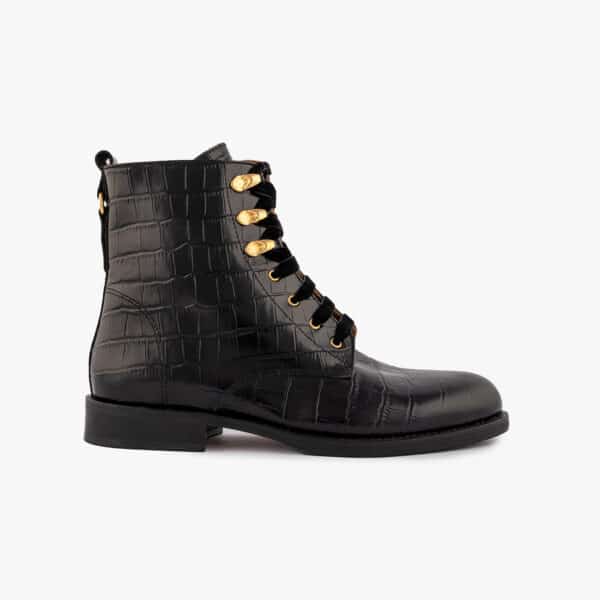 MAISON TOUFET BOTTINES CONFORTABLE NOIR CUIR CROCO ELA