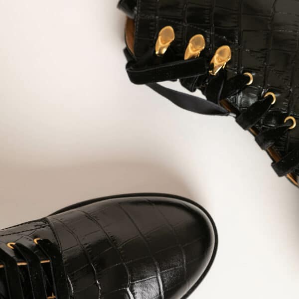 MAISON TOUFET BOTTINES CONFORTABLE NOIR CUIR CROCO ELA