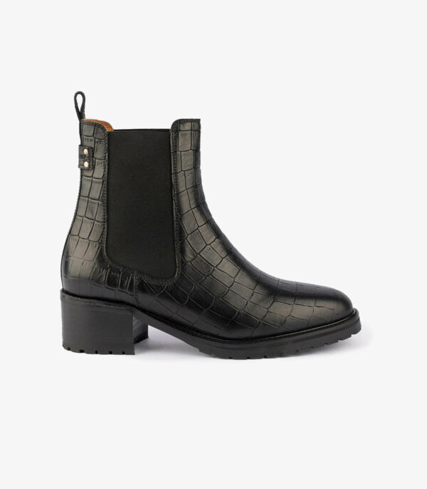 MAISON TOUFET BOTTINES CONFORTABLE NOIR CUIR CROCO GOLDA