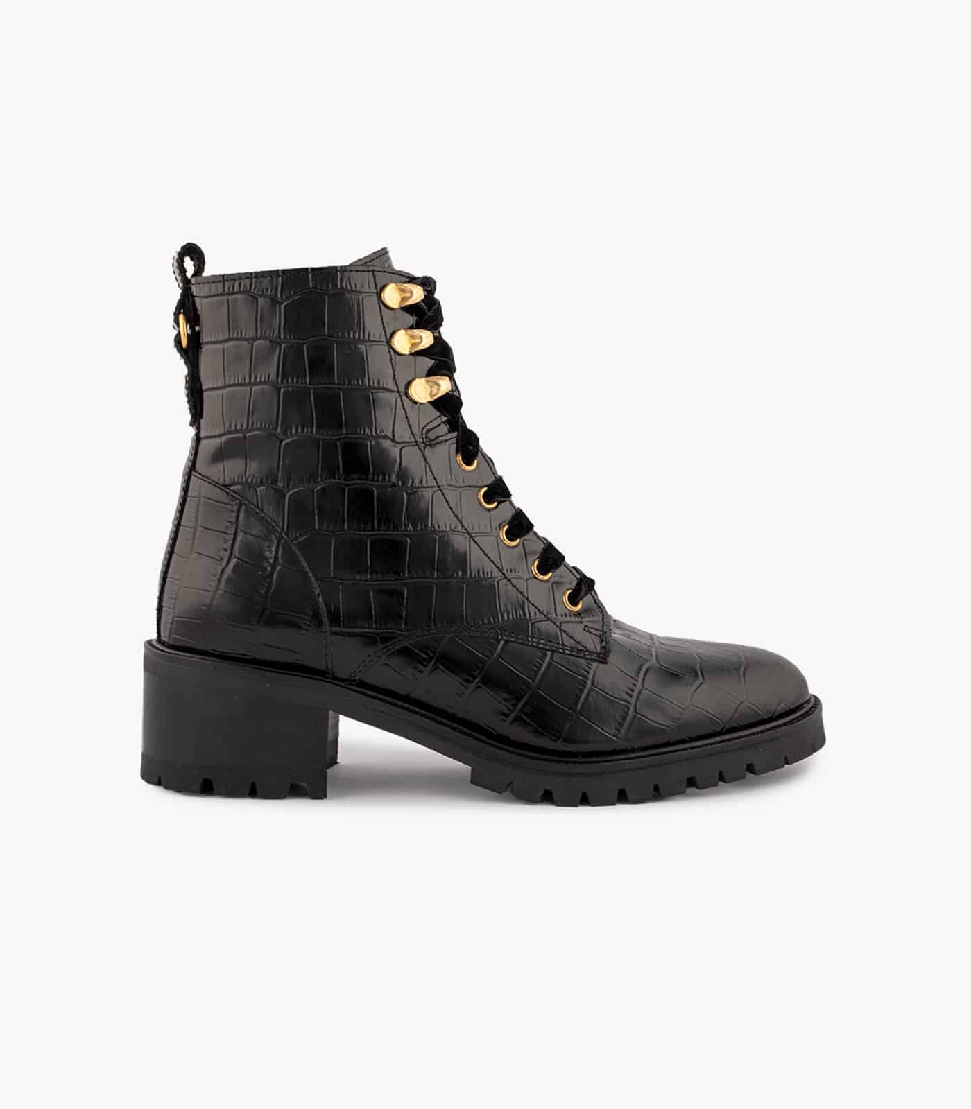 Bottines imitation croco noir shop