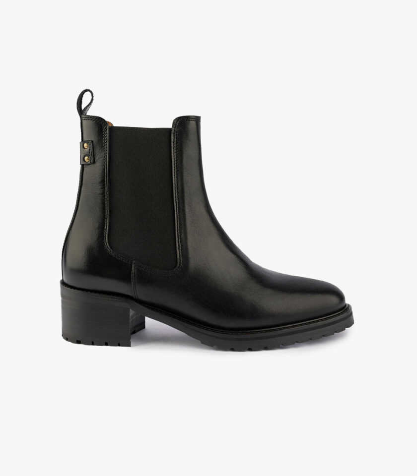 MAISON TOUFET BOTTINES CONFORTABLE NOIR CUIR GLACÉ GOLDA